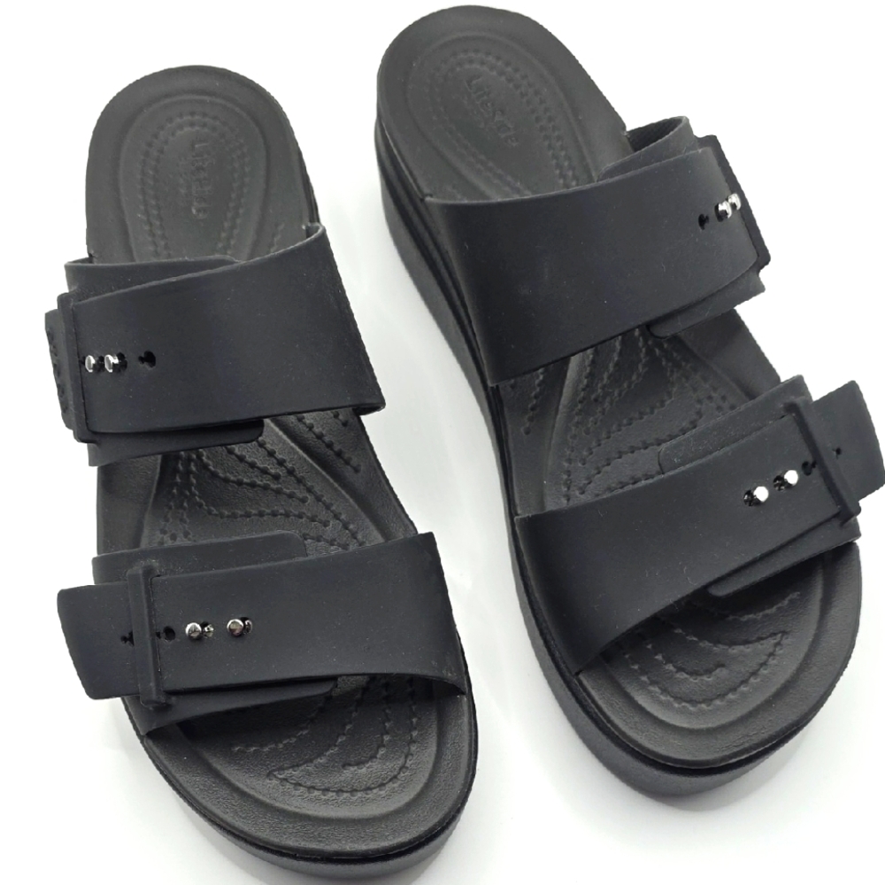 LiteRide CROCS Black Slide Sandals with Adjustable Straps 10